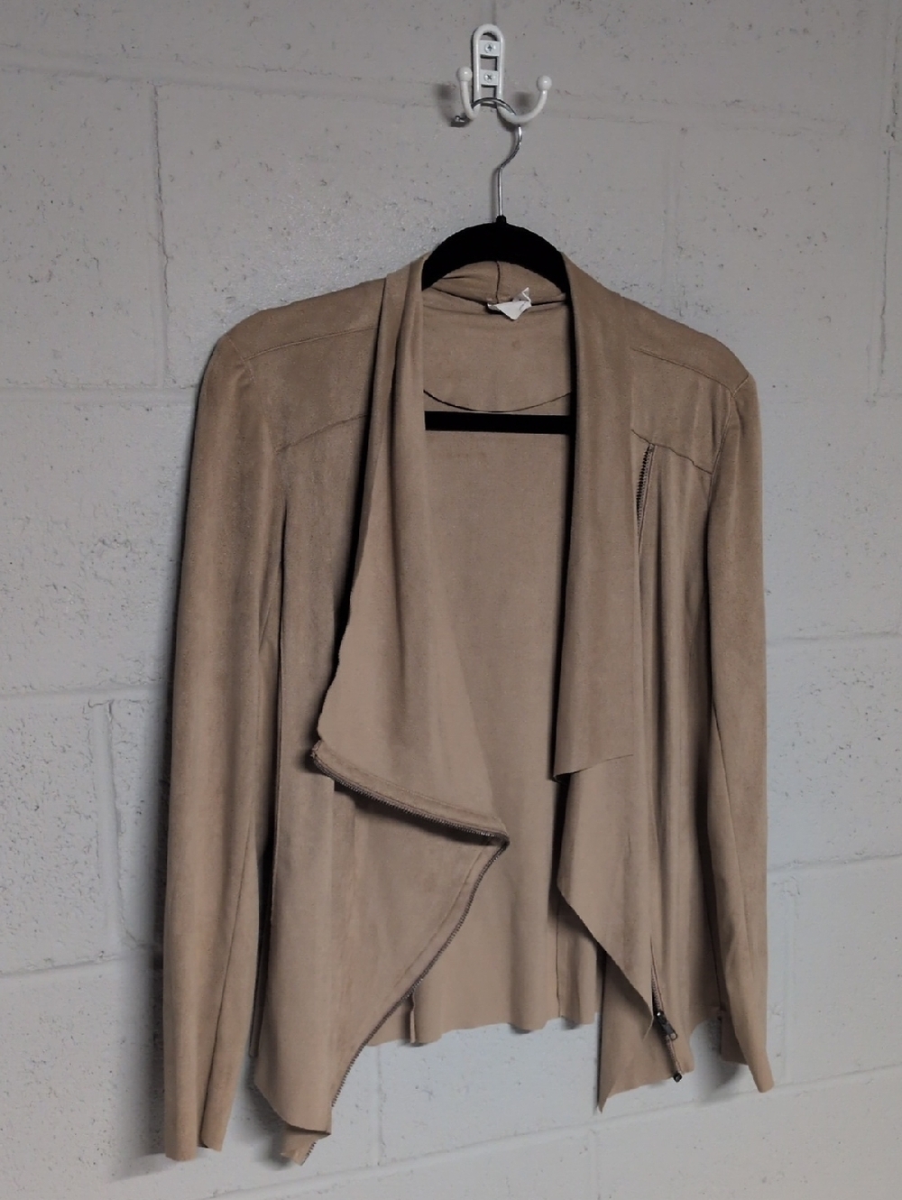Mote Anthropologie Women's Tan Vegan Suede Moto Drape Jacket Boho Femme Med - Picture 4 of 8